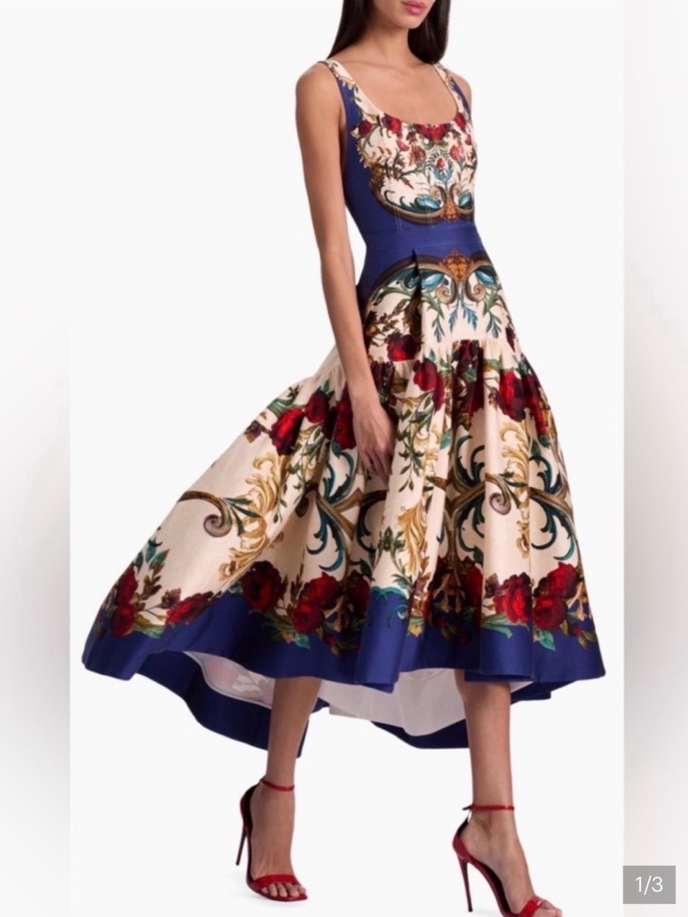 Alice + Olivia Diana Gilded Rose Hi Low Baroque Dress 2 NEW $660